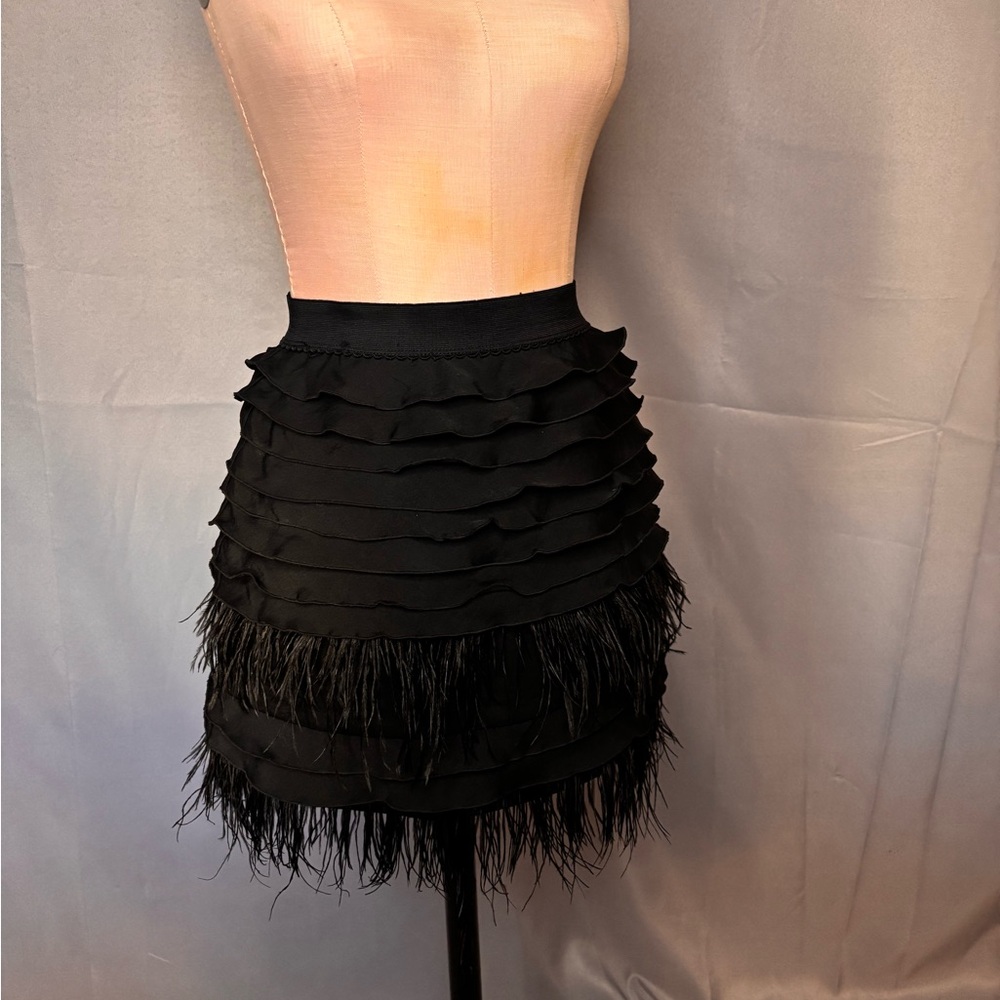 BCBG Black Feather Skirt